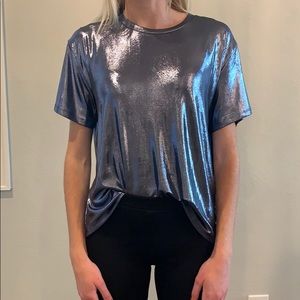 Blue metallic soft tshirt forever 21